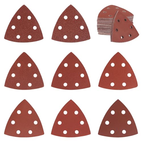 120 Stück Schleifpapier Dreieckschleifer 93x93x93mm Deltaschleifer Schleifpapier Körnung 40 60 80 120 180 240 320 400 Schleifblätter Klett Schleifdreiecke für Holz Metall Gips