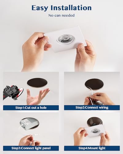 Image of 3 Inch Gimbal Recessed Light 8W 5CCT Selectable, 360 Rotatable Square Downlight with Junction Box, Wet Location Dimmable Wafer Lights, 3 Inch 6Pack Gold