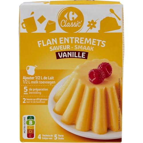 Flan Entremets vanille Carrefour Classic préparation rapide lot de 4 boîtes 192g