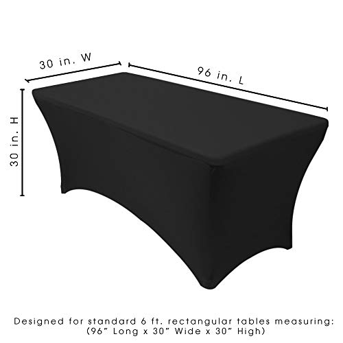 YOUR CHAIR COVERS Rectangular Spandex 8ft Fitted Tablecloth – Stretch Elastic Wedding & Event Decoration (Black)