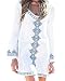 Bestyou® Women's Embroideried Swimsuit Cover up Tunic Shirts Beachwear (White), US XS-M