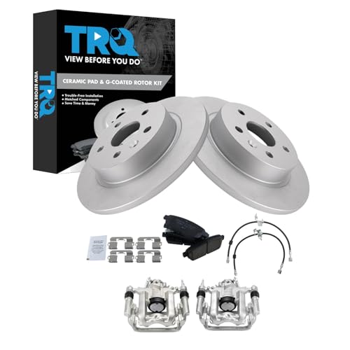 Image of TRQ Rear Brake Pad and Rotor Set Ceramic Coated Rotors Calipers Compatible with 2011-2015 Chevrolet Cruze 2016 Cruze Limited