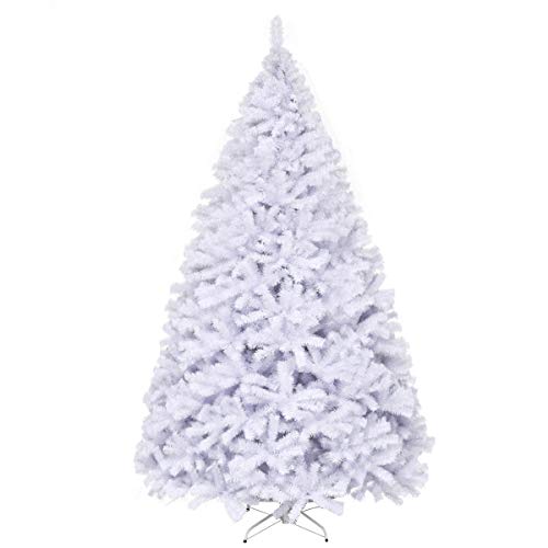 Lucktree White Christmas Tree, Classic Pine Christmas Tree, Artificial Hinged Christmas Tree With Pvc Material And Metal Stand, Suitable For Indoor And Outdoor Decoration, Easy To Assemble (9 Ft) #TOP6