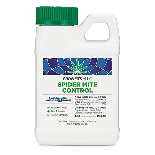 Grower's Ally Spider Mite Control Concentrate - Natural Insecticide & Spider Mites Killer for Plants Indoor & Outdoor - OMRI Listed Garden Pest Control - Bee, Pet & Kid Safe - 8 Oz, Makes 25 Gallons