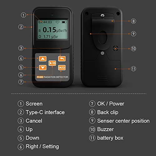 Image of Geiger Counter Nuclear Radiation Detector, Professional High Accuracy Radioactive Detector Meter Beta Gamma X Ray Data Tester Marble Dosimeter (White)