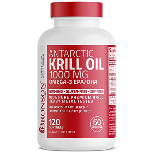 Bronson Antarctic Krill Oil 1000 Mg With Omega-3S Epa, Dha, Astaxanthin And Phospholipids 120 Softgels (60 Servings) #TOP4