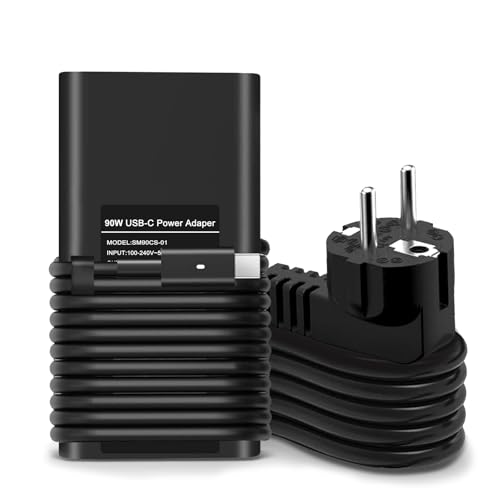 Alimentatore di rete USB C Dell da 90 W, adattatore AC per Dell XPS 12 13 15 17 Series 9250, Latitude Series 5175 5179, Precision, Optiplex, Chromebook, Inspiron Series, P/N Series
