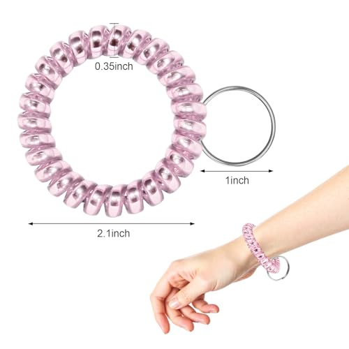 Image of TENOC Spiral Coil Keychain, Anti-lost Key Chain Holder Lanyard Cord for Sauna Outdoor Sports and Gym Pool