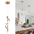 Vloitgol Spiral Led Pendant Light Fixtures, 5500K Gold Modern Led Pendant Light Kitchen Island, Adjustable Height Kitchen Island Lights Fixtures for Dining Room Bedroom Sink
