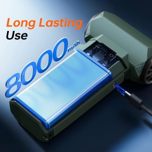 MUXNW Electric Air Duster & Vacuum 2-in-1, 130000RPM Cordless Rechargeable Compressed Air Duster with 100-Speed Display, 8000mAh Battery, USB-C Fast Charging for PC, Home, Car Interior (Green) by MUXNW - Used condition - Image 7