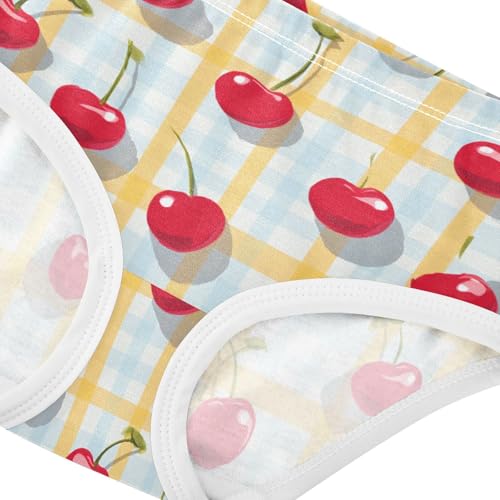 Wusikd Cherries Gingham Girls' Underwear Cotton Girls Briefs Soft Toddler Underwear 2T4