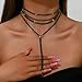 YGBDS Black Rhinestone Choker Necklace for Women Silver Black Rhinestone Y Neckalce Dainty Layered Choker Neckalces Boho Fashion Long Neckalces for Women (Black Style)