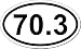 I Make Decals™ - 70.3 Half Ironman, Triathlon, Run car bumper window sticker 3" x 5", EURO OVAL - runner, running, race, marathon, vinyl Sticker Decal