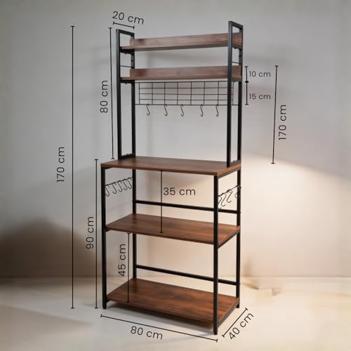 Image of wow craft 5-Tier Storage Rack - Functional Microwave Stand, Bookshelf, Kitchen & Office Organizer | Durable Metal Frame, Easy to Assemble, Space-Efficient