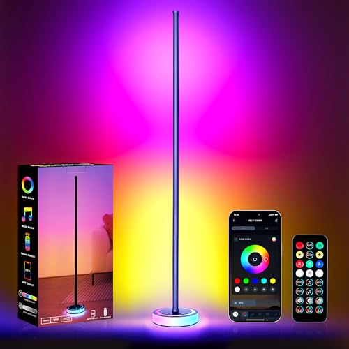 Wfiia Corner Floor Lamp - Smart RGBICW LED Corner Lamp with App & Remote Control, 16...