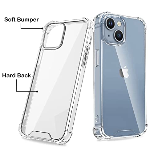 EGOTUDE Shockproof Transparent Hard Back Scratch Resistant Cover Shockproof Case for iPhone 14 / iPhone 13 (Clear) (Polycarbonate)
