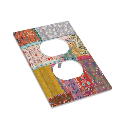Plaque murale décorative 1 gang Duplex au design patchwork bohème de qualité supérieure