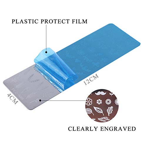 5 Pcs Nail Stamp Template Kit With 1 Stamper 1 Scraper Nail Stamping Plates For Nail Art Flower Leaf Butterflies Snowflake Nail Art Templates Nail Stamper Stencil Plates Set Manicure Nail Supplies #TOP4