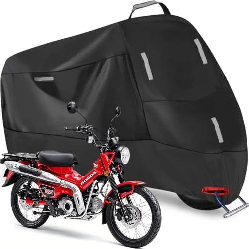 バイクカバー ホンダ ハンターカブ 専用 防風ベルト付き 防水 紫外線防止 防風 防埃 防雪 UVカット 丈夫 厚手 耐熱 盗難防止ロック穴 バイク用車体カバー ワンタッチバックル付き ロック穴付き 収納バッグ付き