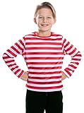  Camiseta con rayas rojas y blancas para niños