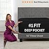 Kids Black Oversize Flat Sheet & 16 Deep Pockets Fitted Sheet - Twin Size Sheet Set - Pillowcase with Zipper Closure - Twin Sheets Sets for Girls/Boys