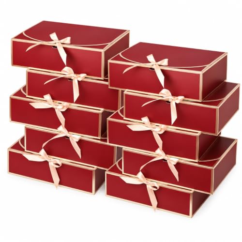 10Pack Gift Boxes, Bridesmaid Proposal Box with Ribbons, 10.6"x7.8"x3.1"
