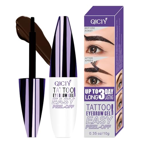 2025 New Tattoo Eyebrow Gel Easy Peel Off for Women, Upgrade Eyebrow Tattoo Peel Off, Transfer-proof Eyebrow Gels Waterproof for All Skin Types (Dark brown)