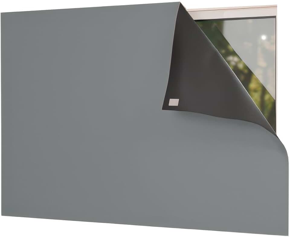 Cortina Painel Blackout PVC 100% com Fixador 1,40m x 2,55m Proteção Solar e Privacidade para Sala, Quarto e Cozinha(Cinza,1,40x1,40)