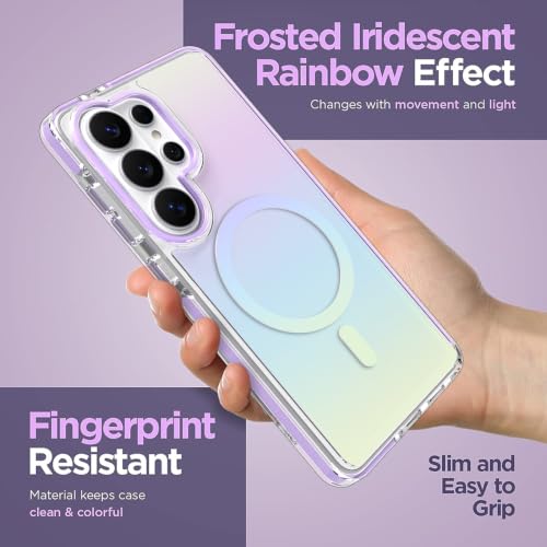 Image of Magnetic Case for Samsung Galaxy S26 Ultra [Compatible with Magsafe] [Anti-Yellowing] [1 Screen Protector] Slim Clear Iridescent Case for Galaxy S26 Ultra 6.9 inch, Purple