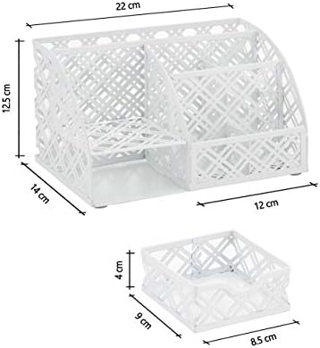 EXERZ Desk Organiser/Mesh Desk Tidy Caddy/Pen Holder/Multifunctional Organiser with 7 Compartments (White)