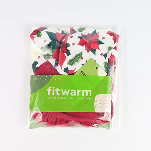 Fitwarm Christmas Poinsettia Dog Costume Dog Christmas Outfits Pet Hoodie Dresses Breathable Dress Girl Doggie Skirt Cat Sweatshirt Apparel Red Small #TOP4