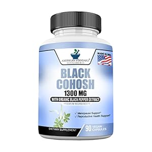 Black Cohosh 1300mg, Organic Black Cohosh with Organic Black Pepper Extract for Menopause, Black Cohosh Root, Black…