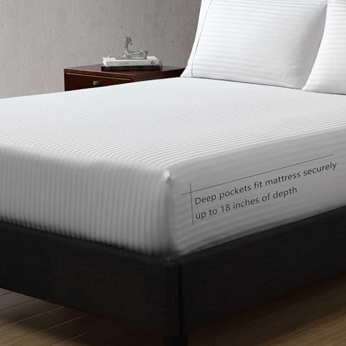 Vera Wang - Queen Sheet Set, Super Soft & Breathable Premium Cotton Bedding with Matching Shams, Fade Resistant, Striped Bedding Set (Dobby Stripe Grey, Queen) - Image 5