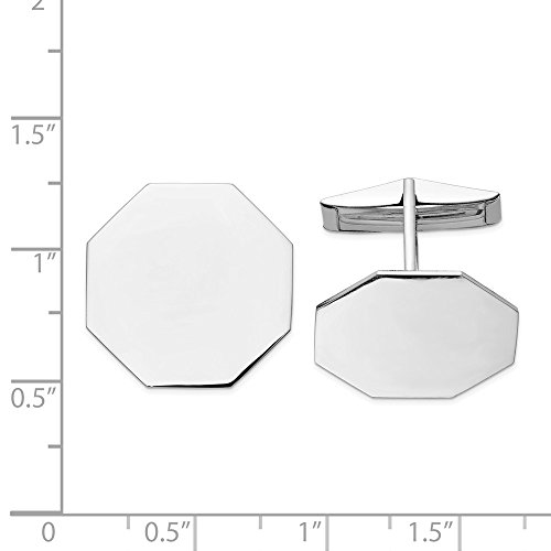 Mancuernillas octagonales para hombre en oro blanco 14K 20mm miniatura 2