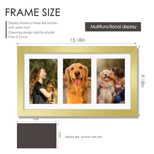 Image of DUENPY 8x14 Collage Picture Frame 4x6 Collage Picture Frame Displays Three 4x6 inch Photos or 8x14 (Without Mat) for Available Horizontal Wall Mounting Display and Vertical Gold