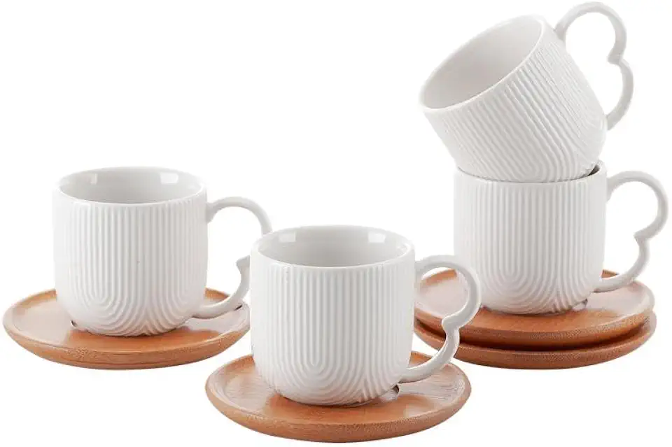 Haüskraf - Xícara para café com pires de cerâmica Oasis 90ml 4 peças