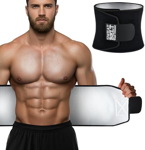 AMZBOSS Waist Trainer for Women & Men, Waist Sweat Band, Belly Band Sweat Belt, Stomach Wrap, Body Shaper Belt (Black/Silver, Medium)