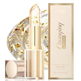 Colour Changing Lipstick PH Adjusting Lipstick, Temperature Sensitive Lip Balm with Gold Foil, Transfer Proof & 24H Hydrating, Long Lasting Moisturizing Glossy Shine for All Skin Tones Women