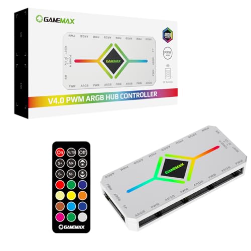 Hub de Ventilateur PWM GameMax V4.0 Blanc 9 Ports avec Télécommande RF