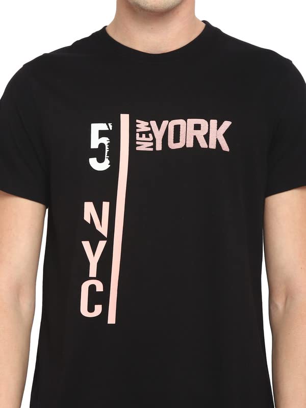 Image of AMERICAN CREW Printed Round Neck T-Shirt for Men