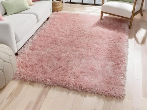 Image of Polyester Fluffy Fur Rugs & Modern Shaggy Floor Carpets for Living Room,Sofa Area,Hall,Kids Room,Guest Room | Elegent Bedside Runners for Besdroom(5X8 Feet Pink)
