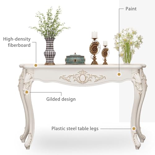 Consola rectangular blanca de 4 patas mueble recibidor moderno estrecho con almacenamiento de 80cm 4