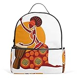 Tamaño: 32 x 12,7 x 37,6 cm MALPLENA Exótica mujer jugando Djembe pequeña mochila de viaje senderismo mochila