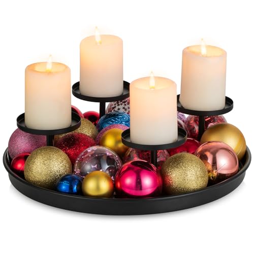 Sziqiqi Adventskranz Metall Schwarz Kerzenhalter: Modern Kerzentablett...