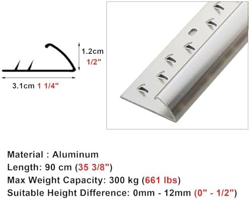Aluminum Transition Strip for Wood to Carpet & Tile - 90cm Floor Edging Trim, Durable & Stylish, Perfect for Seamless Home Flooring Transition