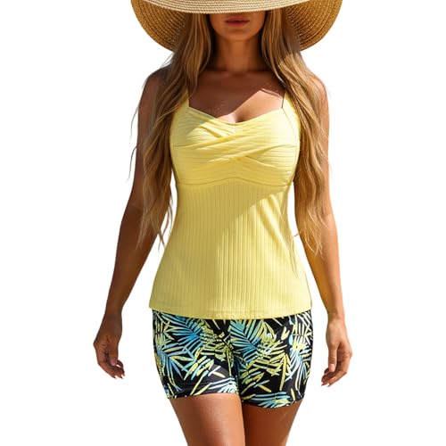 Tankini floral femme avec haut de bikini intégré pour un confort optimal en piscine