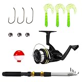Zceplem Angelausrüstung Einsteiger-Set | Angelausrüstung-Kit - Angelruten, Spinnrollen, Köderhaken, Teleskop-Angelruten-Kombination und Rollenangeln-Komplettset, 12-teilig