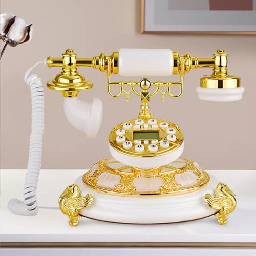 Teléfono vintage de disco estilo antiguo dorado miniatura 3