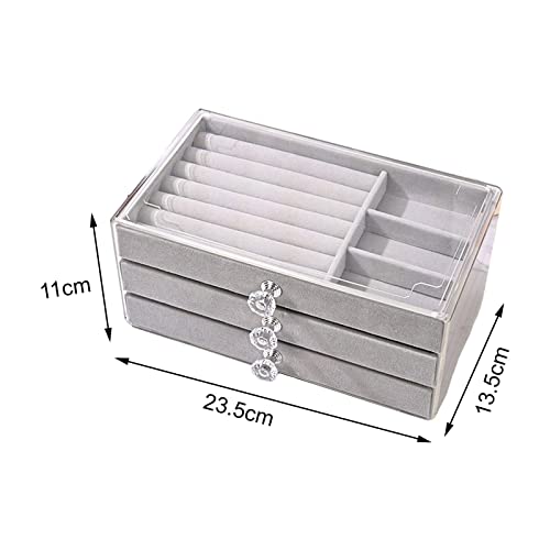 Generic Organizador de joias em acrílico transparente com 3 gavetas porta-joias de estojo para pente