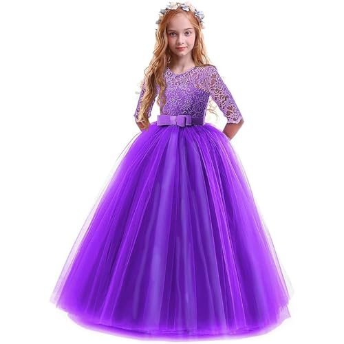 Blumensmädchenkleid Prinzessin Festliches Kinder Mädchen Kleid Festzug Kleider Hochzeit Partykleid Brautjungfern Kleidung Spitze Tüll Cocktailkleid Elegant Langes Abendkleid Kommunikation